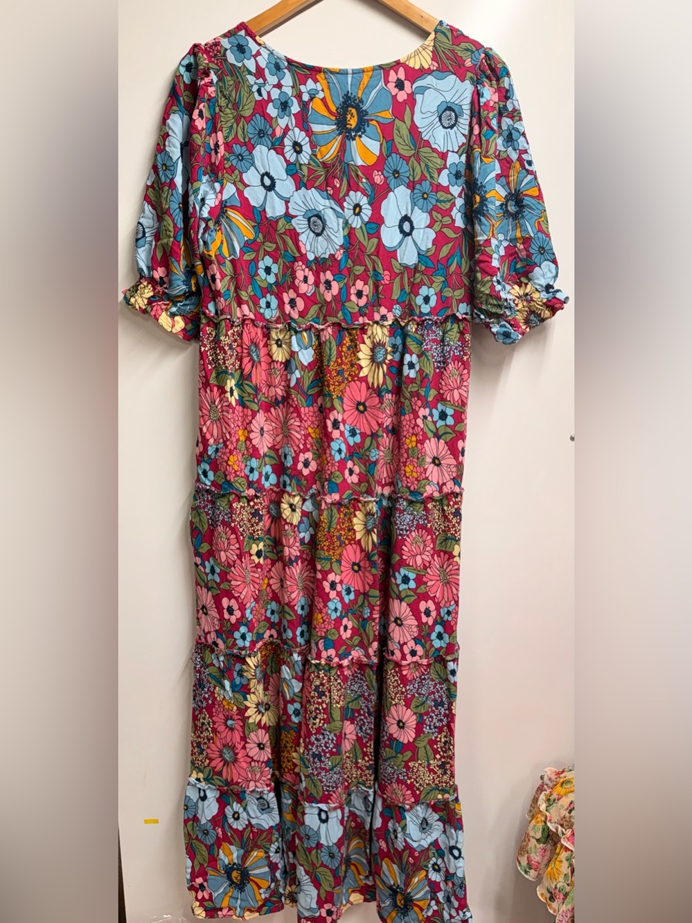 Natural Life Collette Tiered Floral Maxi Dress Medium Cottagecore Boho Hippie - Picture 6 of 7